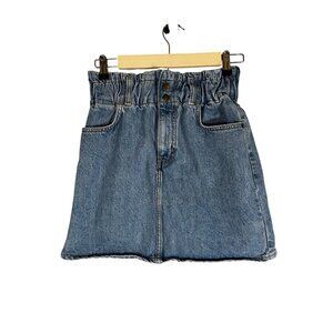 Retro Denim Jean Skirt Blue 3 Western Cowgirl Festival Country Rodeo Farm 80s